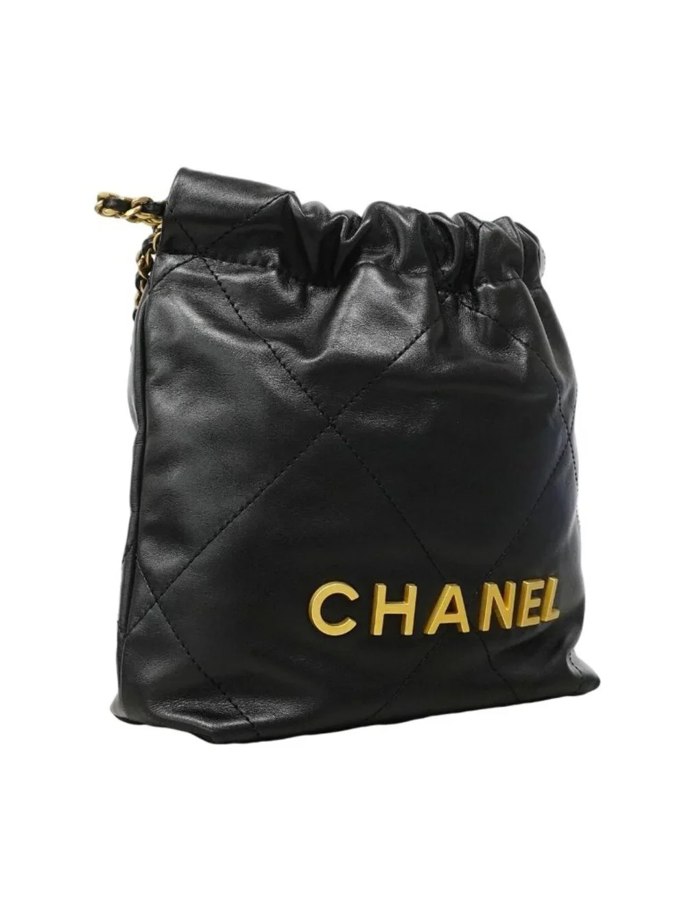 Chanel Handbag 22 Mini Calf Black Gold 2-Way